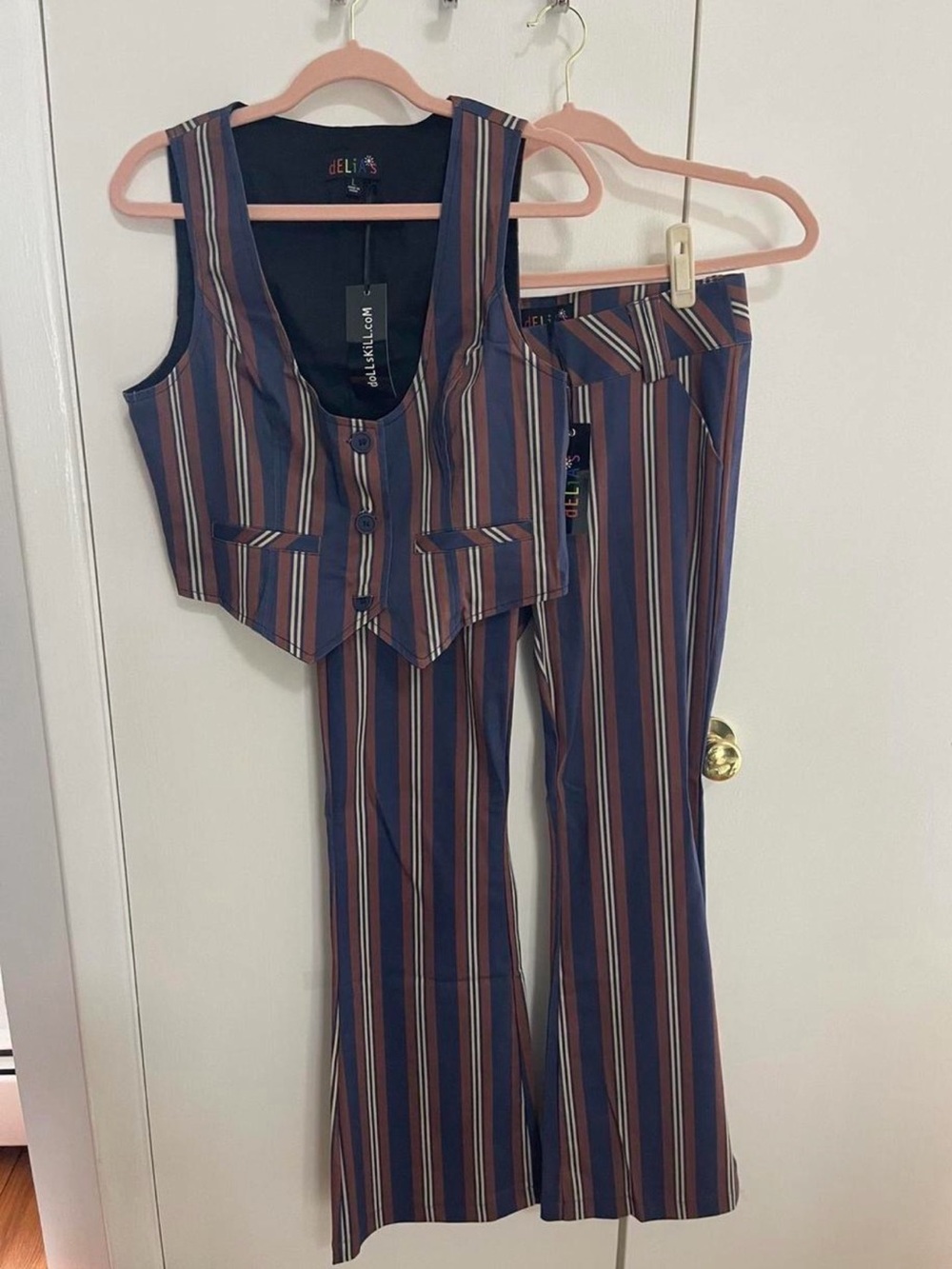 Dolls Kill x Delia’s soho chic striped vest and trousers